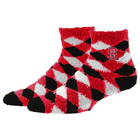 NC State Wolfpack Block S Fuzzy Diamond Socks