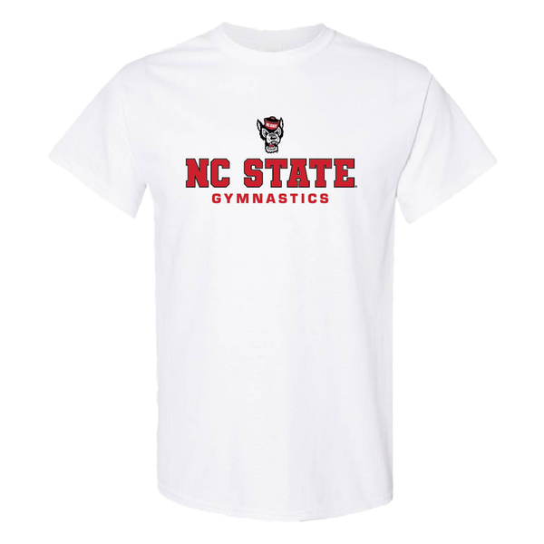 NC State Wolfpack Youth White Wolfhead Gymnastics T-Shirt