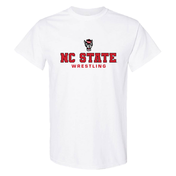 NC State Wolfpack Youth White Wolfhead Wrestling T-Shirt
