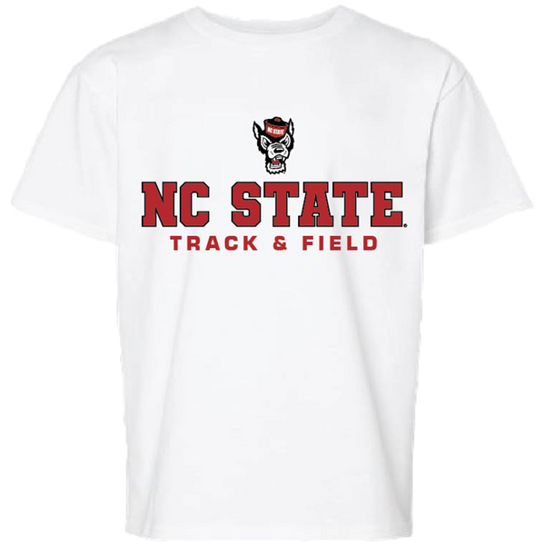 NC State Wolfpack White Wolfhead Track and Field T-Shirt