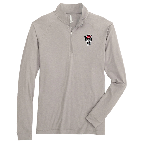 NC State Wolfpack Johnnie-O Grey Freeborne Wolfhead 1/4 Zip Pullover