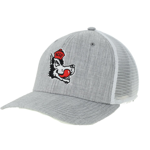 NC State Wolfpack Melange Grey and White Slobbering Wolf Mid Pro Snapback Adjustable Hat