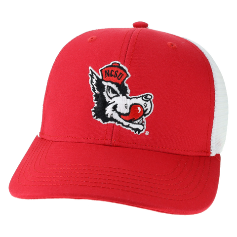 NC State Wolfpack Red and White Slobbering Wolf Mid Pro Snapback Adjustable Hat