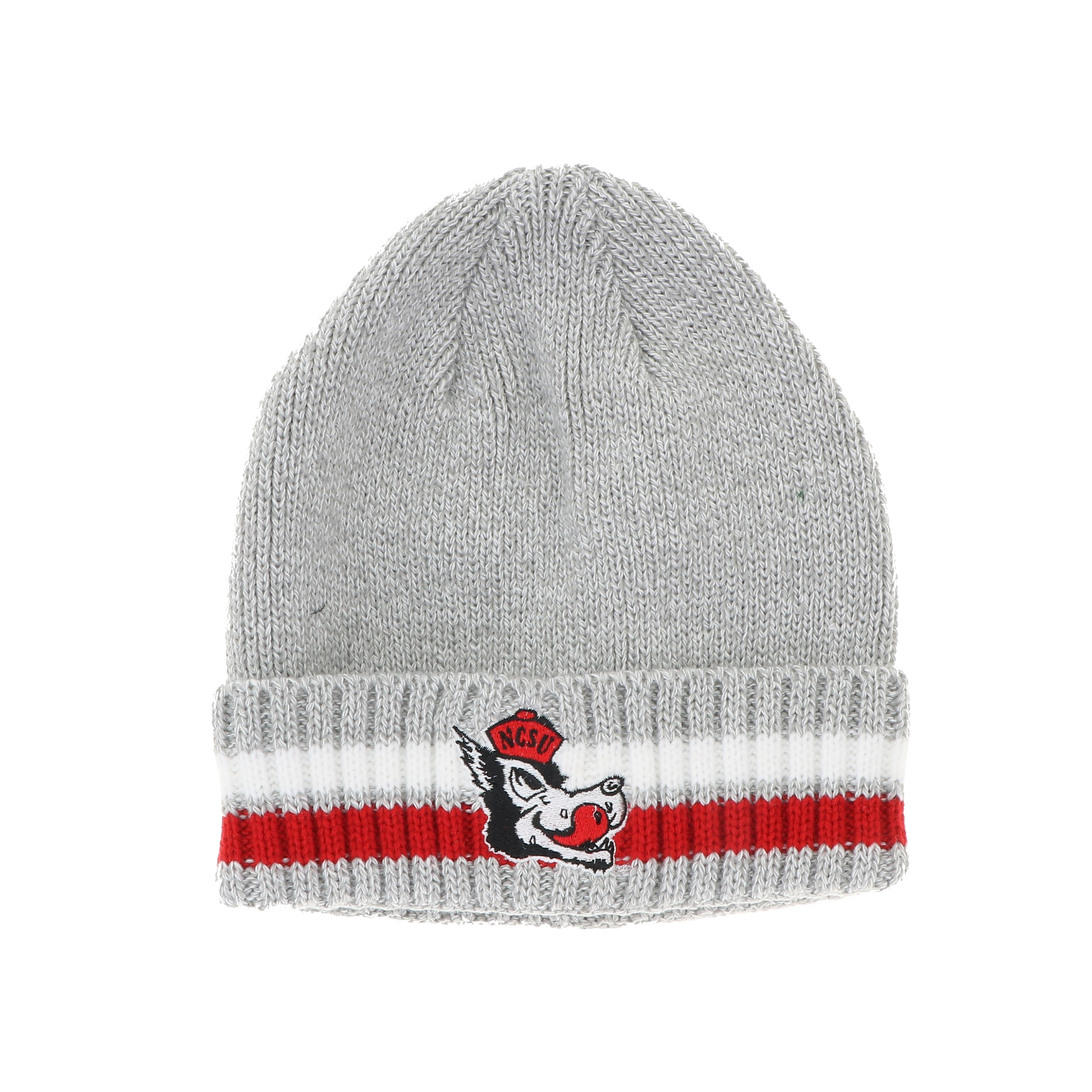 NC State Wolfpack Legacy Grey Striped Slobbering Wolf Cuffed Beanie