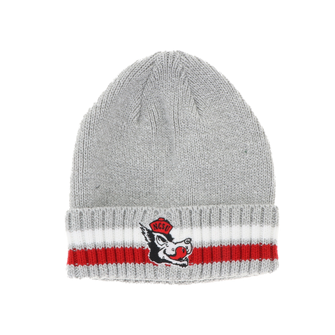 NC State Wolfpack Legacy Grey Striped Slobbering Wolf Cuffed Beanie