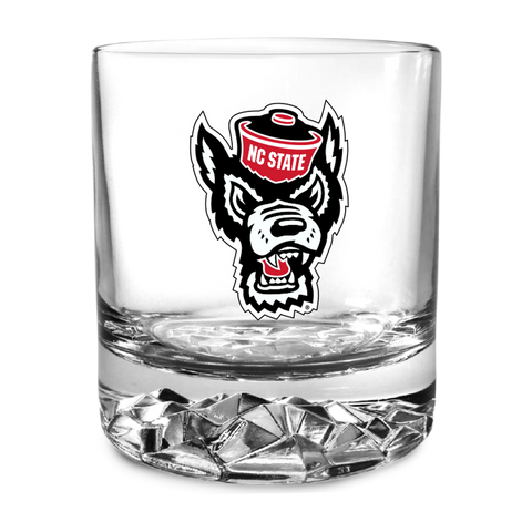 NC State Wolfpack 11oz Pewter Wolfhead Rocks Glass