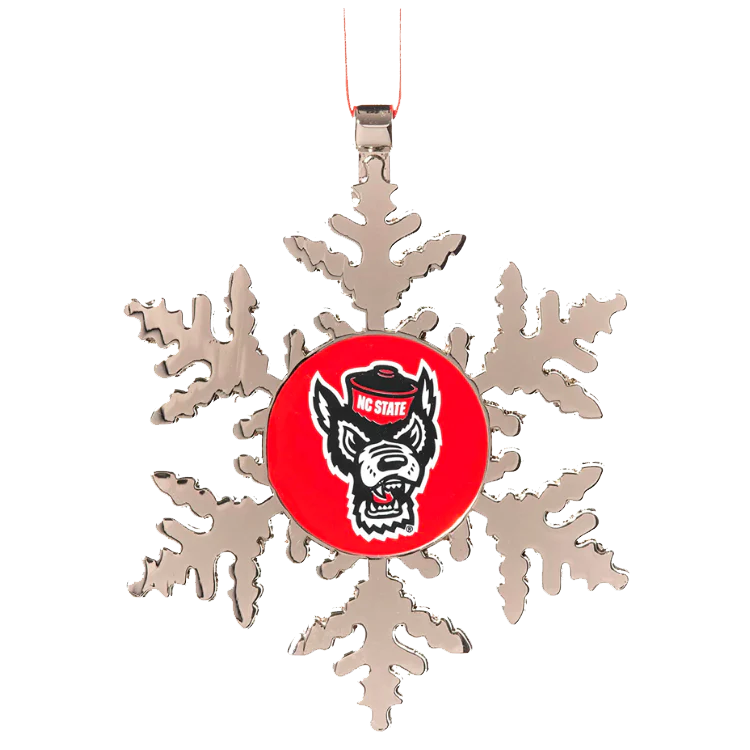 NC State Wolfpack Snowflake Metal Ornament