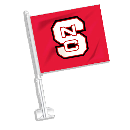 NC State Wolfpack 11"x16" Red Double Sided Block S and Strutting Wolf Car Flag