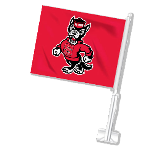 NC State Wolfpack 11"x16" Red Double Sided Block S and Strutting Wolf Car Flag