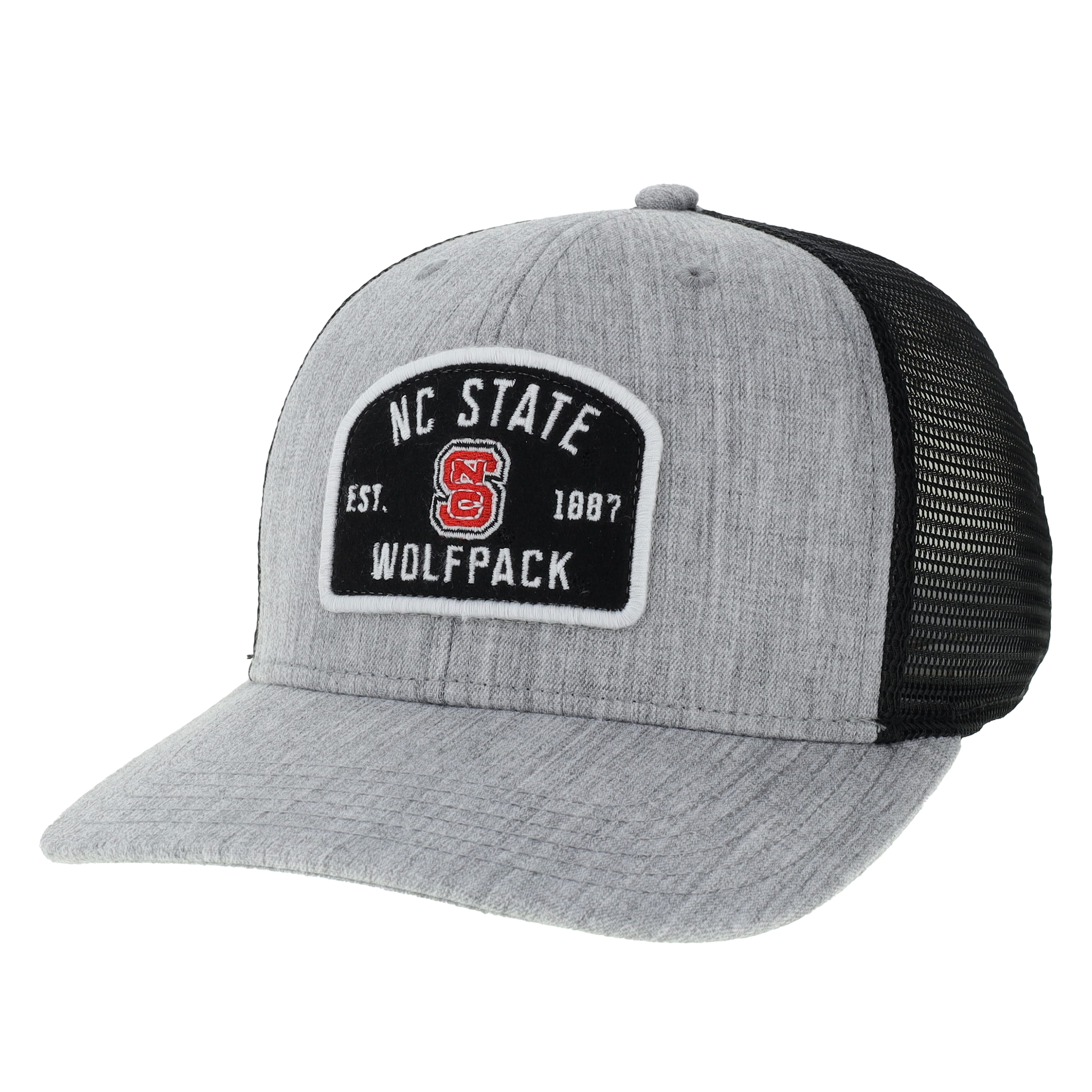 NC State Wolfpack Legacy Melange Grey and Black Trucker Adjustable Hat