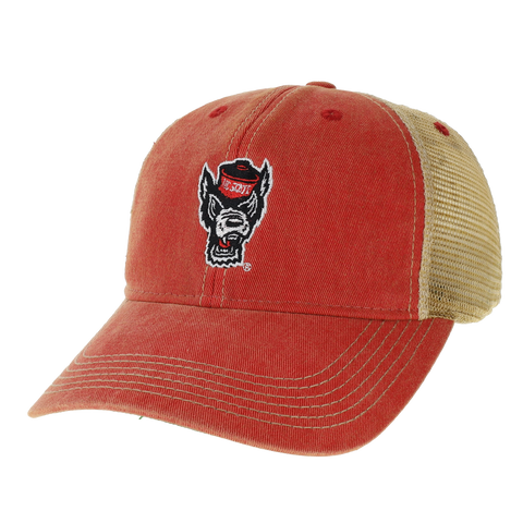 NC State Wolfpack Legacy Youth Scarlet Red Wolfhead Trucker Adjustable Hat