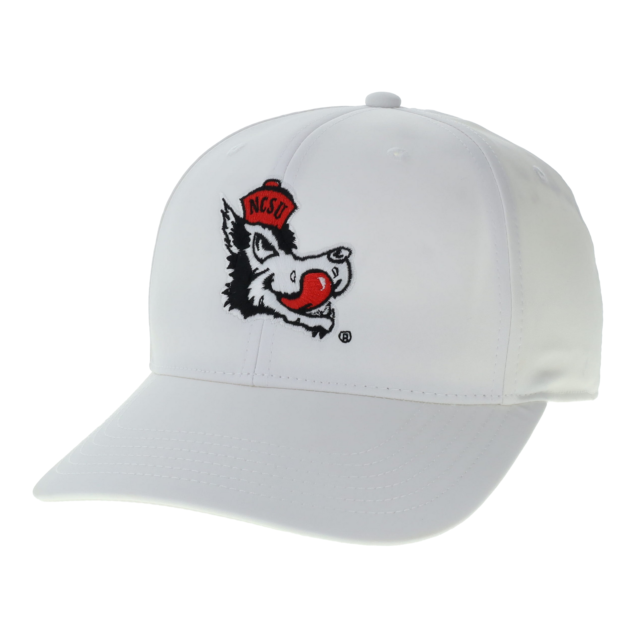 NC State Wolfpack Legacy White Slobbering Wolf Back 9 Stretch Fit Hat