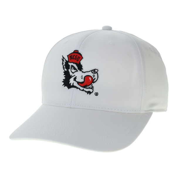 NC State Wolfpack Legacy White Slobbering Wolf Back 9 Stretch Fit Hat