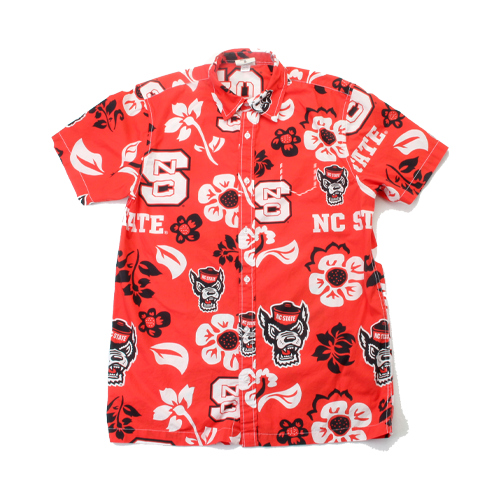NC State Wolfpack Red Hawaiian Button Up Shirt