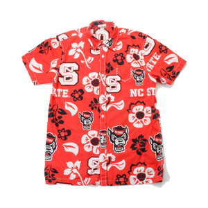 NC State Wolfpack Red Hawaiian Button Up Shirt
