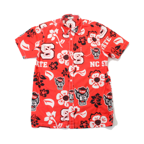 NC State Wolfpack Red Hawaiian Button Up Shirt