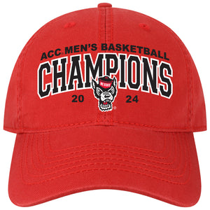 NC State Wolfpack 2024 ACC Men's Basketball Champions Red Relaxed Fit Adjustable Hat