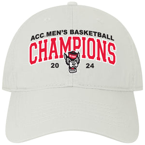 NC State Wolfpack 2024 ACC Men's Basketball Champions White Relaxed Fit Adjustable Hat