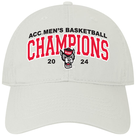 NC State Wolfpack 2024 ACC Men's Basketball Champions White Relaxed Fit Adjustable Hat