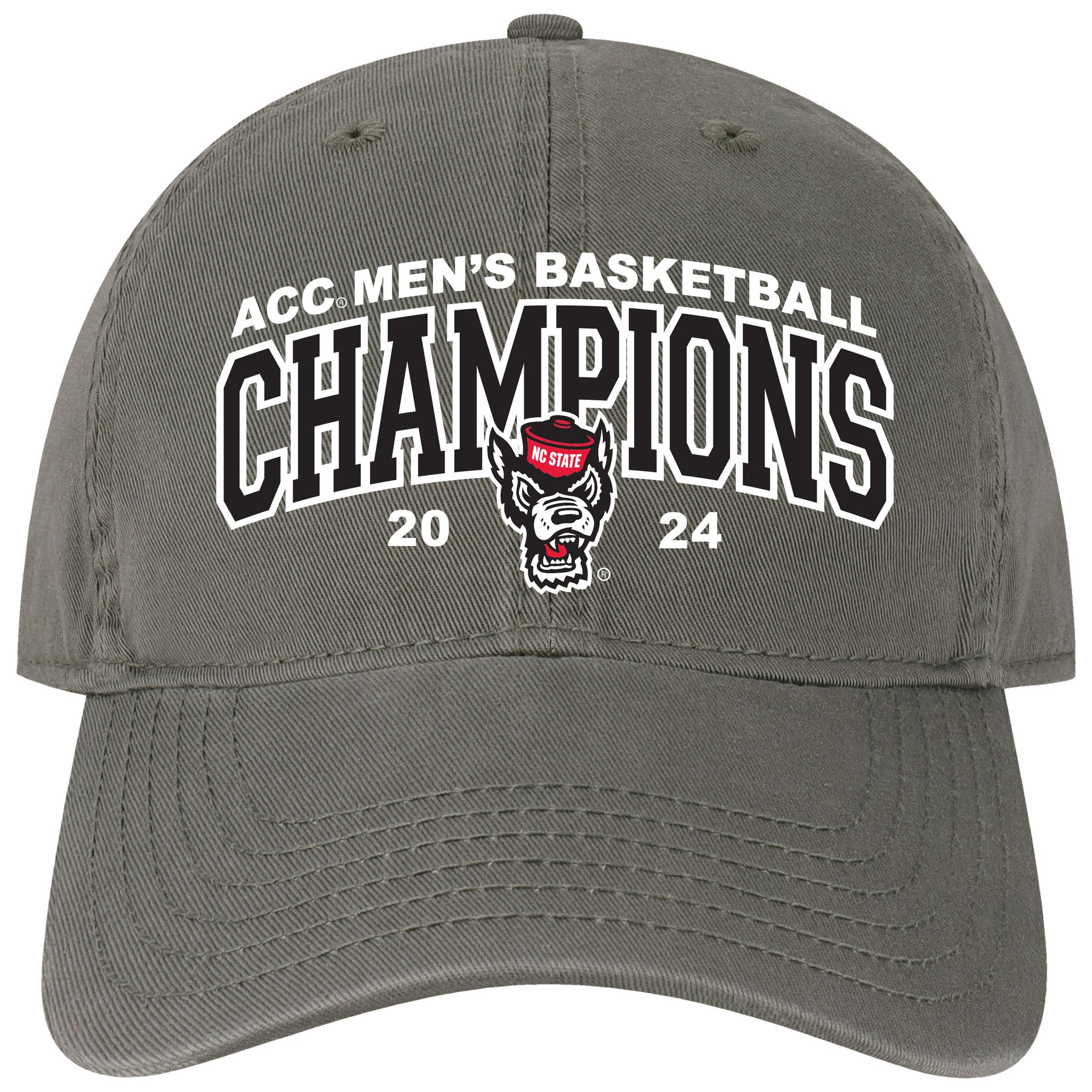 NC State Wolfpack 2024 ACC Men's Basketball Champions Charcoal Relaxed Fit Adjustable Hat