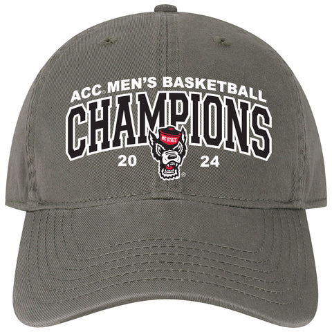 NC State Wolfpack 2024 ACC Men's Basketball Champions Charcoal Relaxed Fit Adjustable Hat