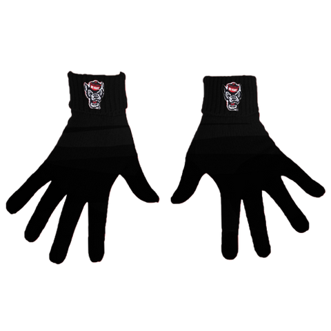 NC State Wolfpack Women's Black Wolfhead Knit Gloves