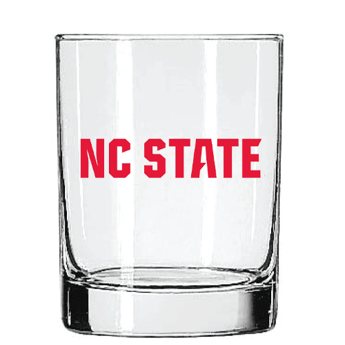 NC State Wolfpack 14 oz. Rocks Glass With Red Wolfhead and Red NC State