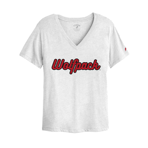NC State Wolfpack Women's White Intramural Boyfriend V-Neck T-Shirt