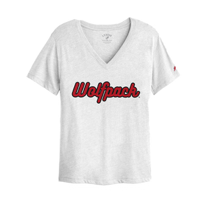 NC State Wolfpack Women's White Intramural Boyfriend V-Neck T-Shirt
