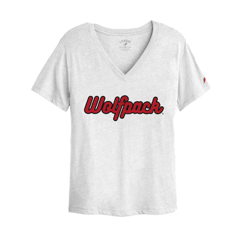 NC State Wolfpack Women's White Intramural Boyfriend V-Neck T-Shirt