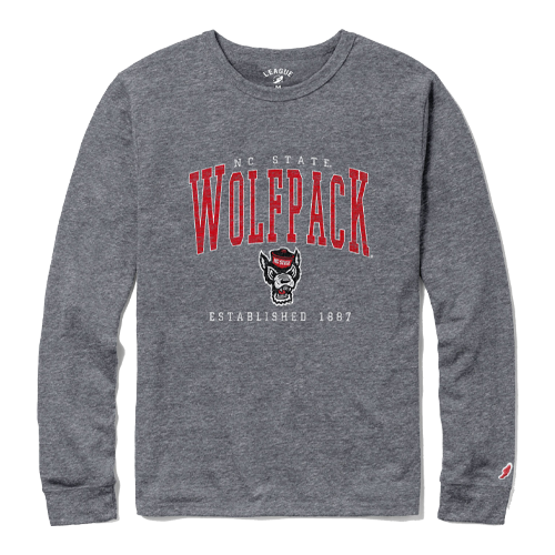 NC State Wolfpack Heather Grey Victory Falls Est.1887 Long Sleeve T-Shirt