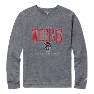 NC State Wolfpack Heather Grey Victory Falls Est.1887 Long Sleeve T-Shirt
