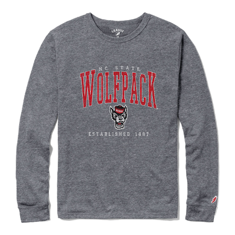 NC State Wolfpack Heather Grey Victory Falls Est.1887 Long Sleeve T-Shirt