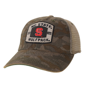 NC State Wolfpack Legacy Field Camo Block S Patch Adjustable Trucker Hat