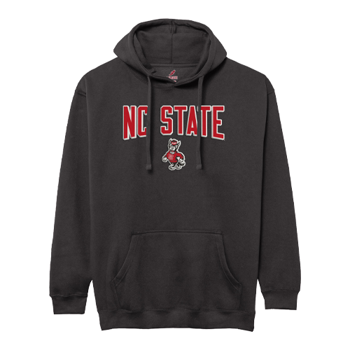 NC State Wolfpack Black Embroidered Strutting Wolf Hooded Sweatshirt