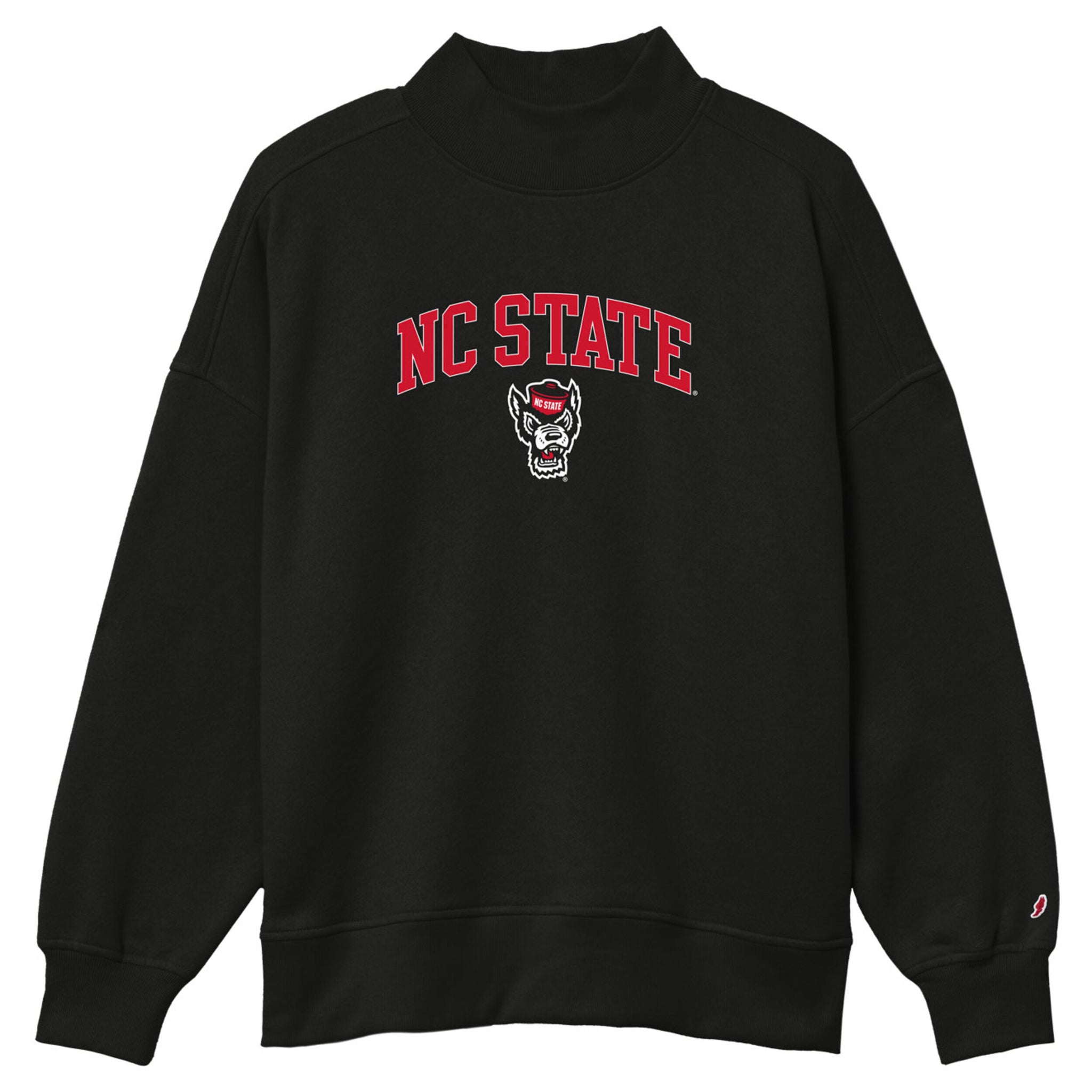 NC State Wolfpack Women's Vintage Black Mock Neck Sweatshirt – Red