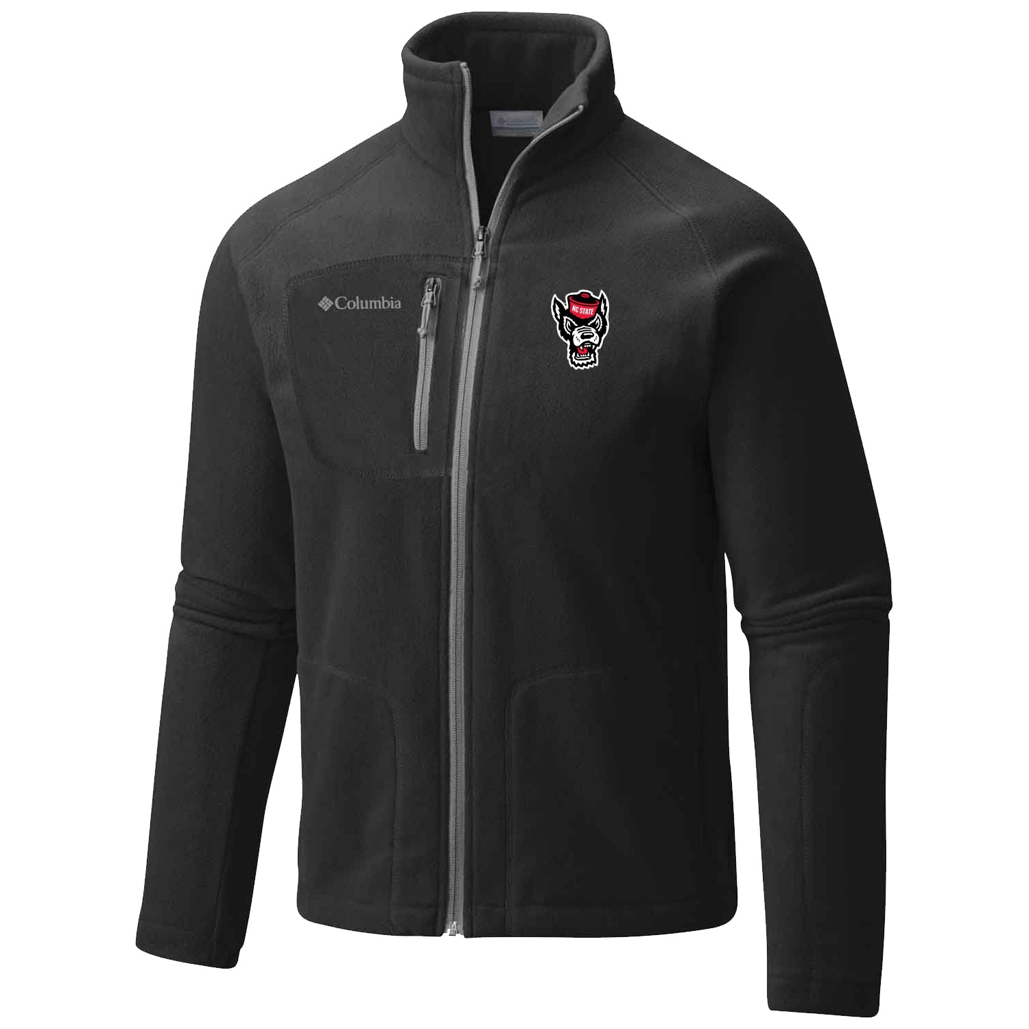 NC State Wolfpack Columbia Black Fast Trek II Full Zip Fleece Jacket