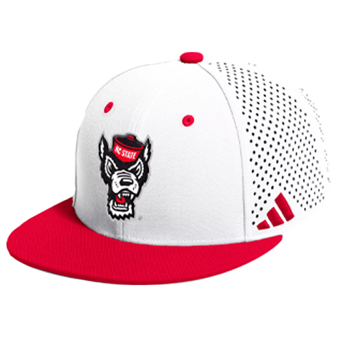 NC State Wolfpack White Wolfhead Performance On-Field Hat
