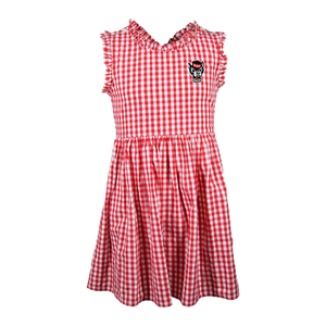 NC State Wolfpack Alora Toddler Gingham Dress Red and White Shop NC State Wolfpack Alora Toddler Gingham Dress Red and White Shop