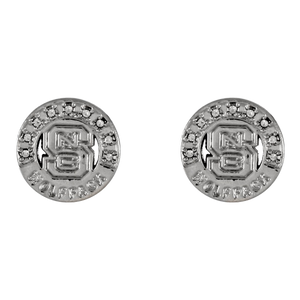 NC State Wolfpack Silver and Gold Studded Circle Earrings