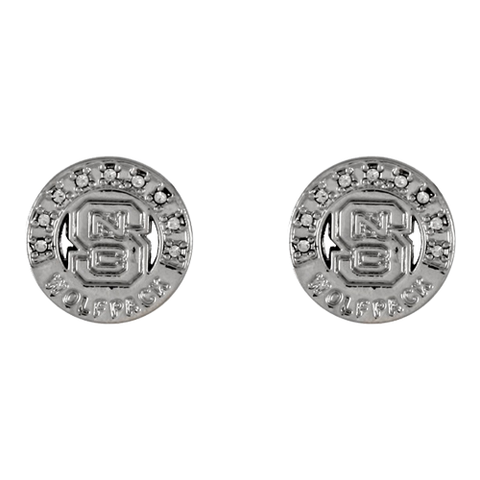 NC State Wolfpack Silver and Gold Studded Circle Earrings