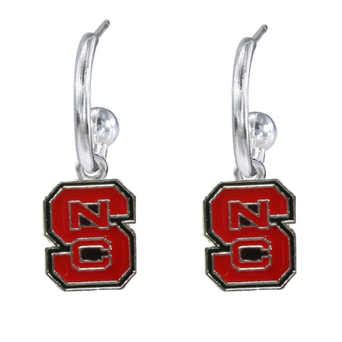 NC State Wolfpack Red Block S Dangle Earrings