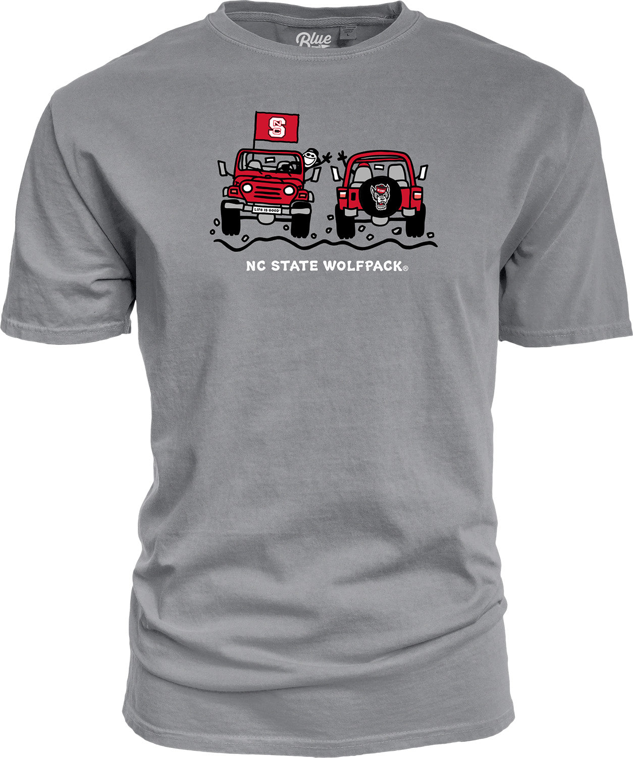 NC State Wolfpack Life Is Good Grey Jake Smileage T-Shirt