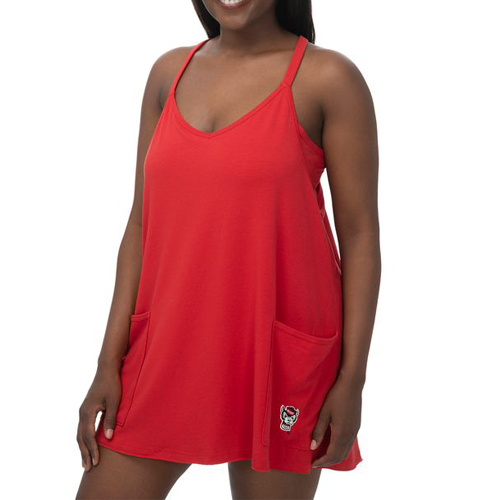 NC State Wolfpack Wolfhead Red Flowy Ace Dress