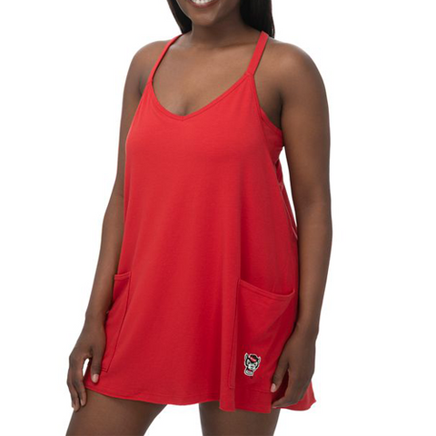 NC State Wolfpack Wolfhead Red Flowy Ace Dress