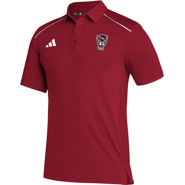 NC State Wolfpack adidas 2023 Red and White Wolfhead Sideline Polo