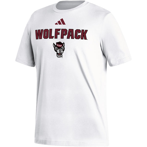 NC State Wolfpack Adidas Pregame Wolfpack White T-shirt