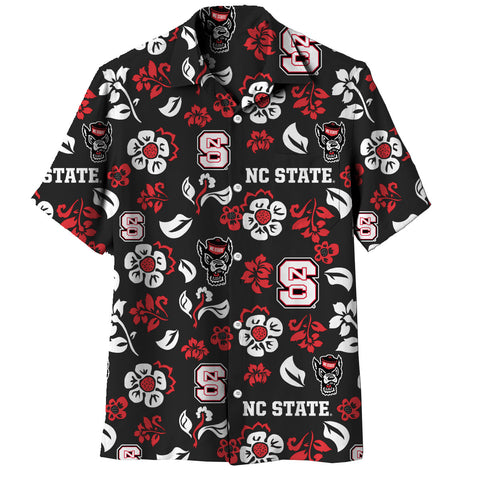 NC State Wolfpack Black Hawaiian Button Up Shirt