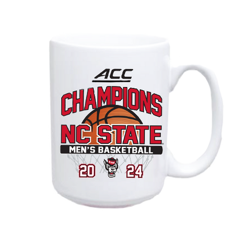 NC State Wolfpack 15oz White Sublimated ACC Basketball Champions Years Mug