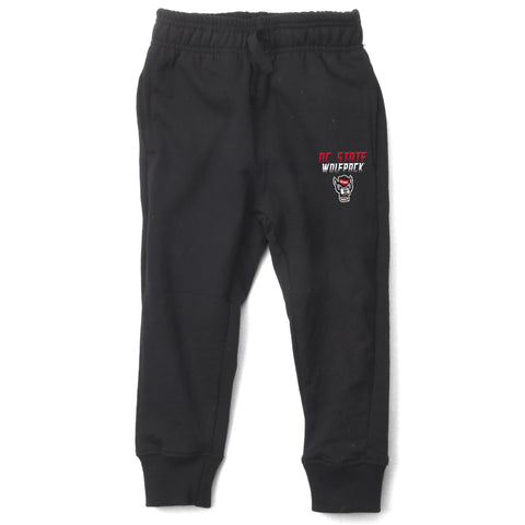 NC State Wolfpack Wes and Willy Kid's Black Wolfhead Fleece Joggers